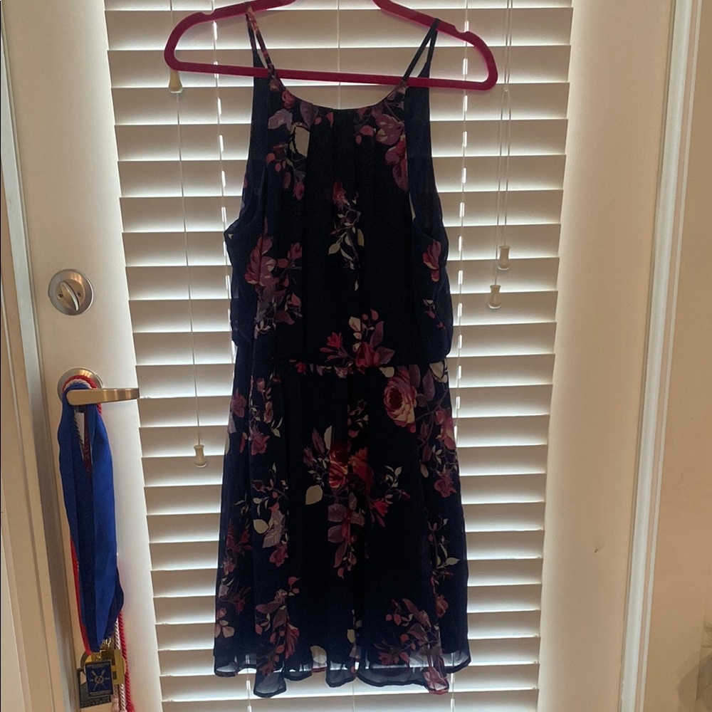 Blue Rain Floral Black and Purple Dress